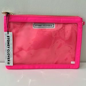 NEW Stoney Clover Lane Clear Flat Pouch Neon Pink
